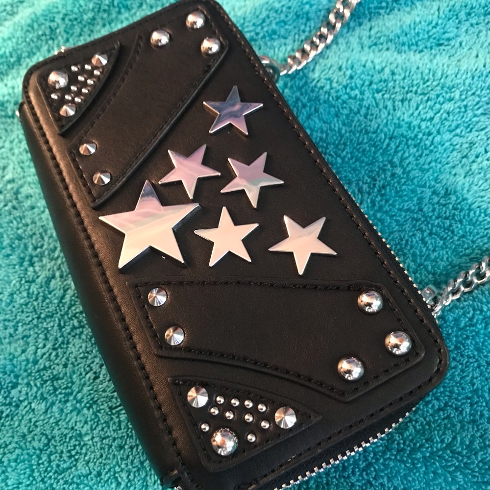 Nasty Gal Black Crossbody with Chain & Star Studs